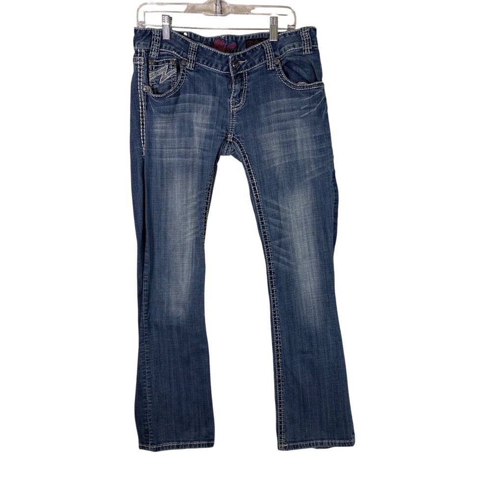 Rock and Roll Cowgirl Low Rise Bootcut Jeans 31x34 Blue WD-1592